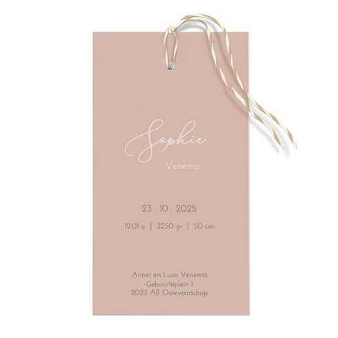 Stapel geboortekaartje meisje met bloemen en wit folie - Sophie