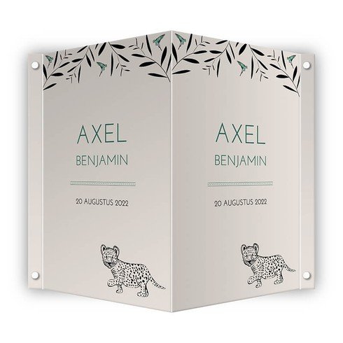 Geboortebord Axel leopard - 50x70