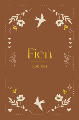 Geboortekaartje meisje bohemian bloemen en vogel – Fien