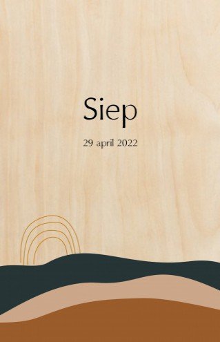 Echt hout geboortekaartje Heuvels - Siep