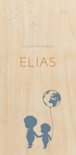 Echt hout wereldbol broertjes Elias