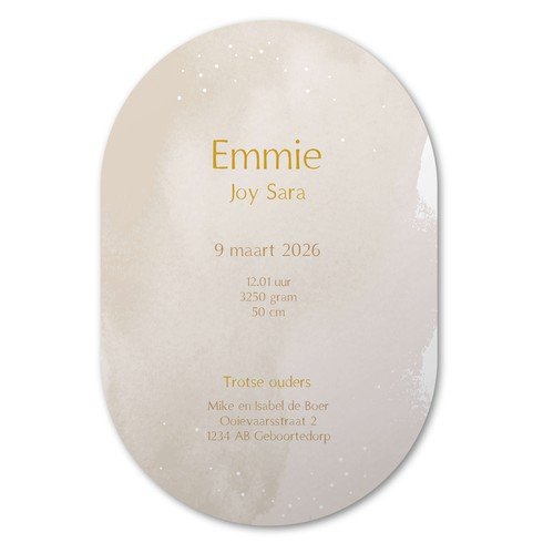 Ovaal geboortekaartje met grote zus - Emmie