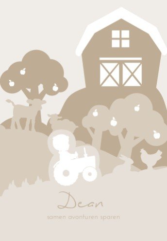 Geboorte poster in boerderij thema met kalfje en beige tinten