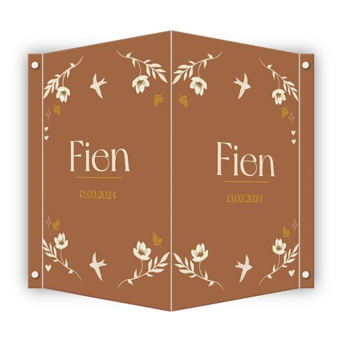 Bohemian geboortebord met bloemen en vogel - Fien