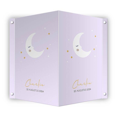Geboortebord met schattig maantje en sterren - Charlie