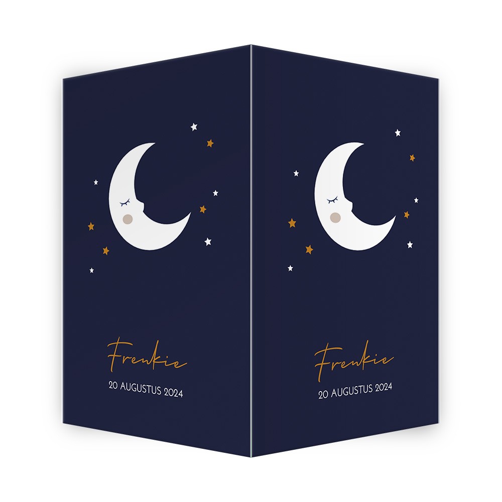 Geboortebord met lief maantje en sterren - Frenkie