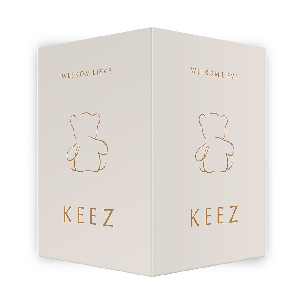 Geboortebord lijntekening van een beertje