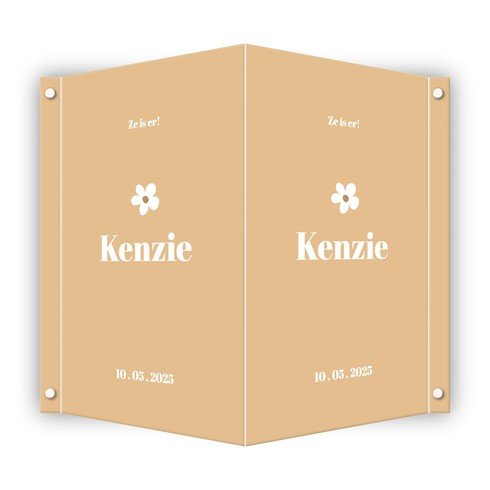 Geboortebord met lieve bloemen in het oranje - Kenzie