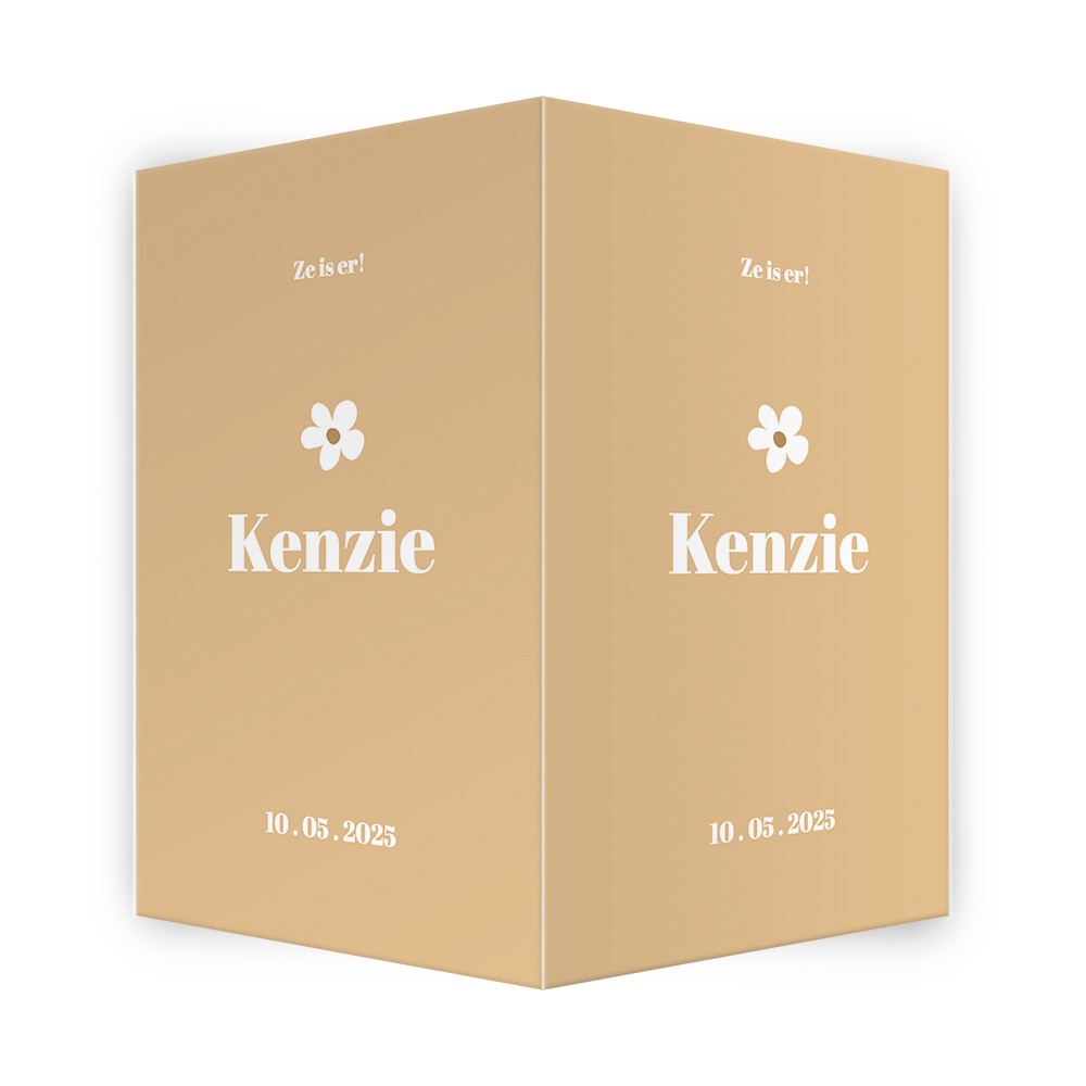 Geboortebord met lieve bloemen in het oranje - Kenzie