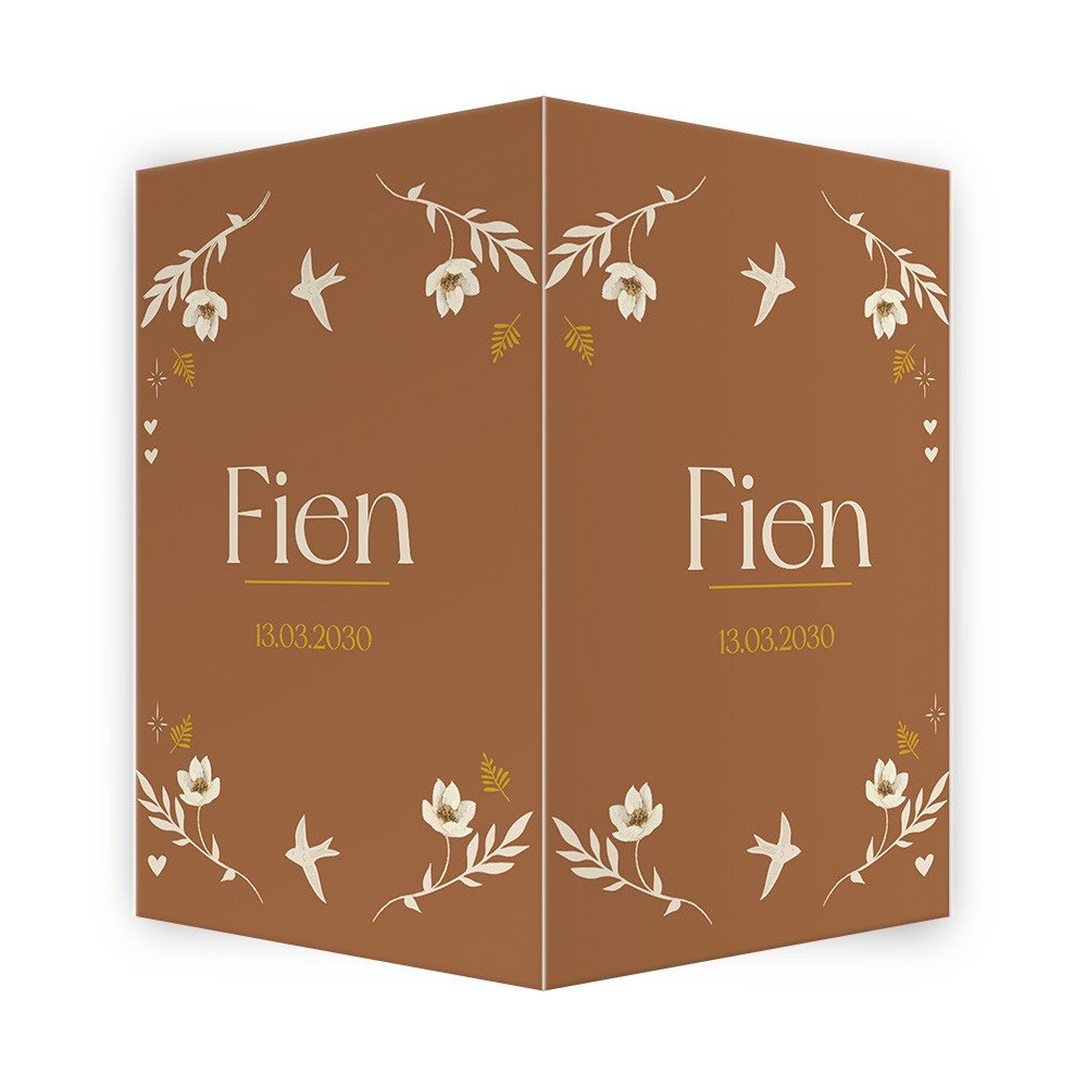 Bohemian geboortebord met bloemen en vogel - Fien