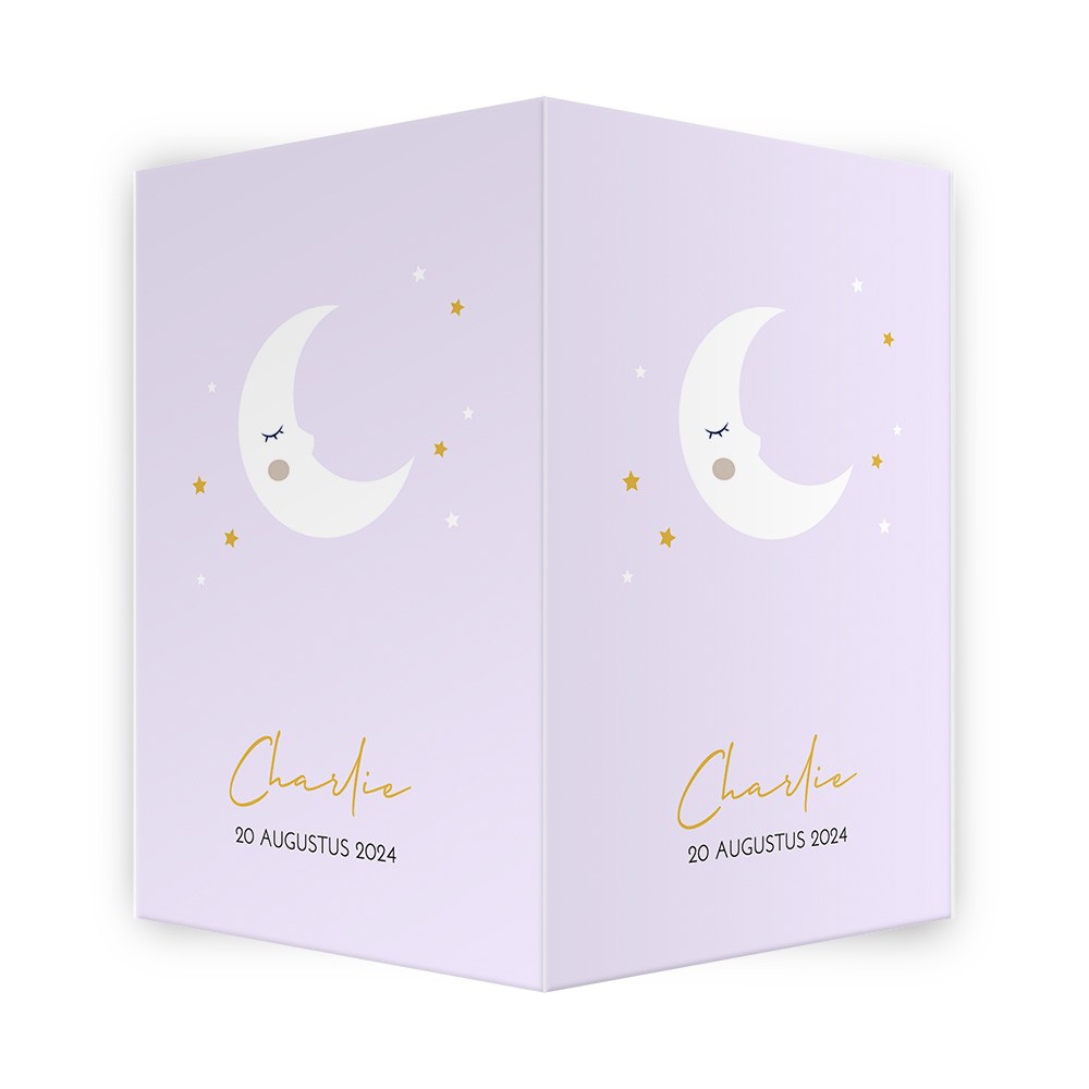 Geboortebord met schattig maantje en sterren - Charlie