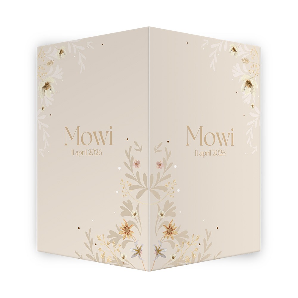 Geboortebord met bloemen en stippen