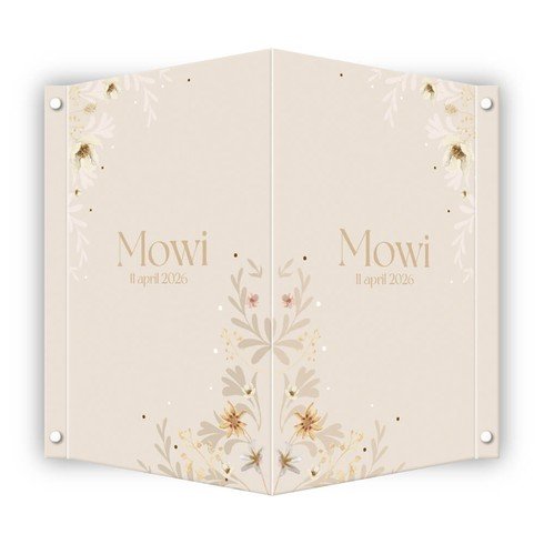 Geboortebord met bloemen en stippen