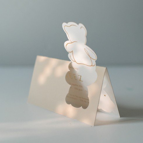 Geboortekaartje unisex met beertje in goudfolie - Keez