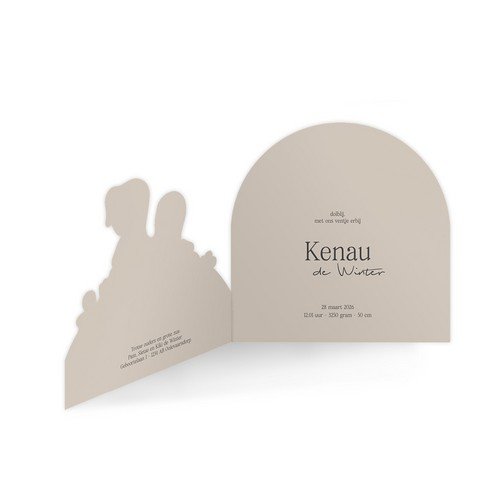 Geboortekaartje 3d jongen met grote zus in koperfolie op een wereldbol - Keanu