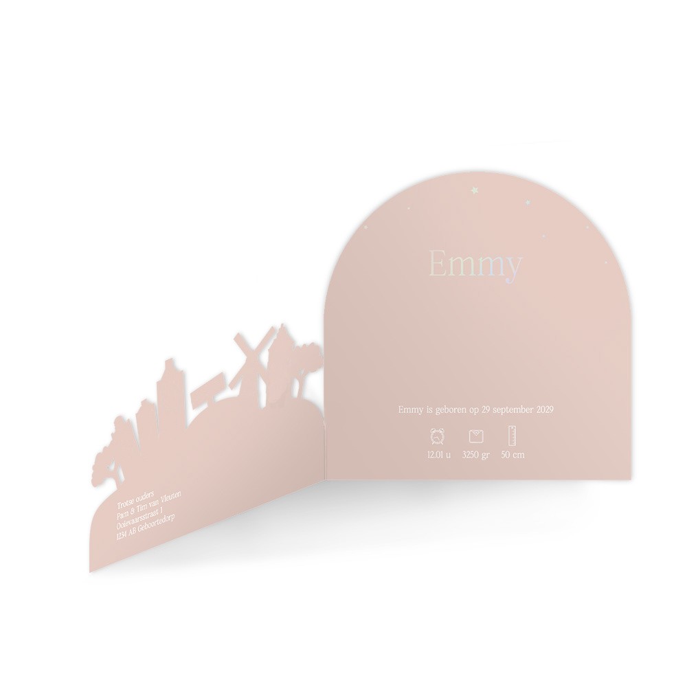 3D geboortekaartje voor een meisje met Hollandse vorm - Emmy