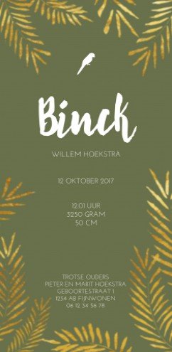 Geboortekaartje botanisch - Binck