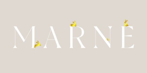 Clean geboortekaartje met konijntjes en goudfolie - Marne