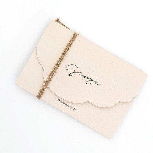 Geboortekaartje jongen pocketfold in wolk vorm inclusief foto - George