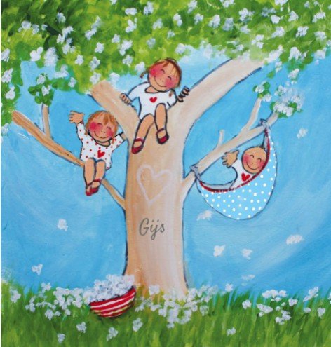 Geboortekaartje Gijs met zussen - EB