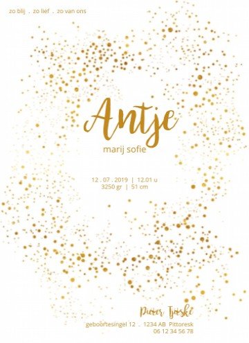 Geboortekaartje goud - Antje