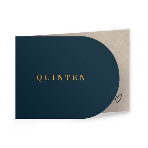 Clean jongenskaartje in boogvorm met hartje en koperfolie - Quinten