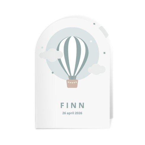 Geboortekaartje voor jongen met luchtballon in boogvorm - Finn