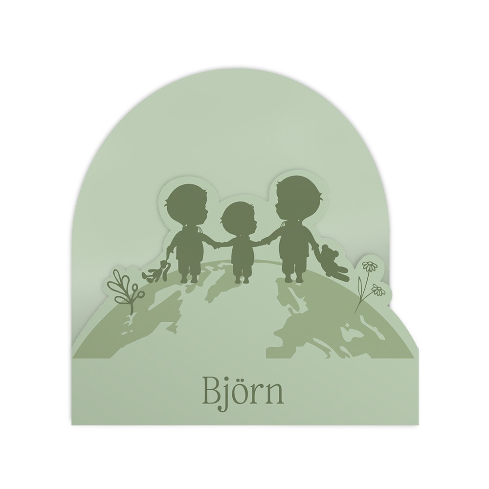Geboortekaartje jongen met twee grote broers in een unieke 3d vorm met trendy kleur - Björn