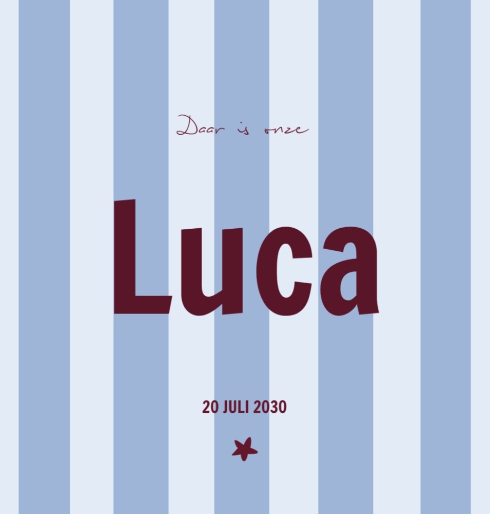 Geboortekaartje jongen met moderne strepen en kleuren in hoogglans - Luca