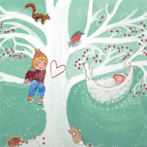 Geboortekaartje Joy met zus - EB