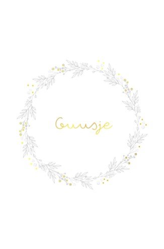 Geboortekaartje op kalkpapier met bloemenkrans en goudfolie - Guusje (1 van 2)