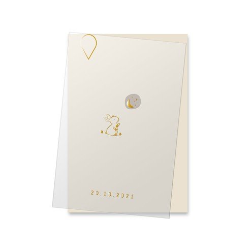 Lief geboortekaartje op kalkpapier met konijntje - Emma