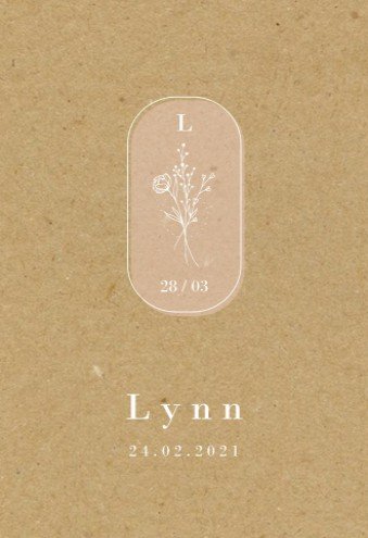 Geboortekaartje kraftlook bloemen Lynn