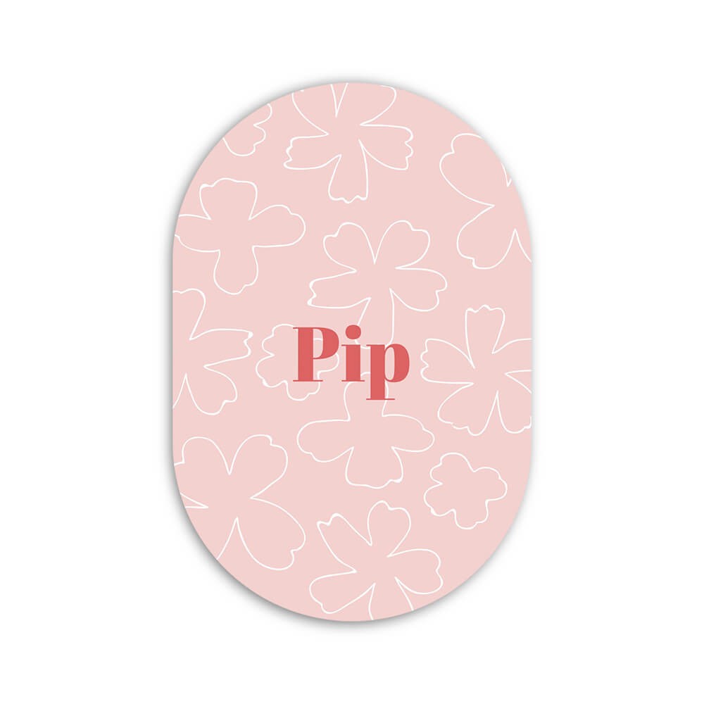 Geboortekaartje meisje ovaal met lief roze en bloemen - Pip