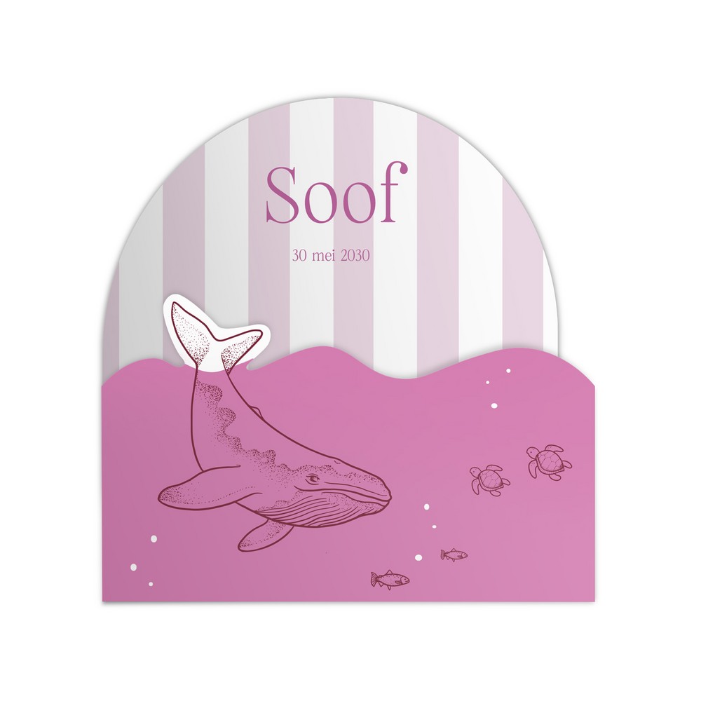Geboortekaartje meisje met onderwaterwereld en walvis in unieke 3d vorm - Soof