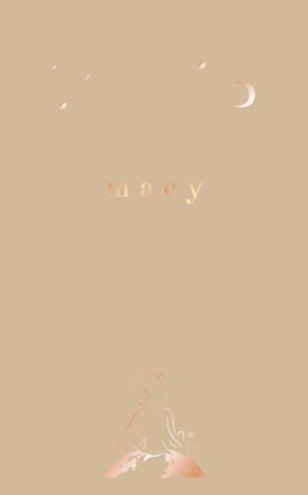 Geboortekaartje meisje op wereldbol met lijntekening, bloemen en rosegoud folie - Macy