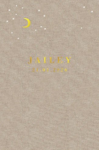 Geboortekaartje met linnenlook en maantje - Jailey