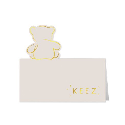 Geboortekaartje unisex met beertje in goudfolie - Keez