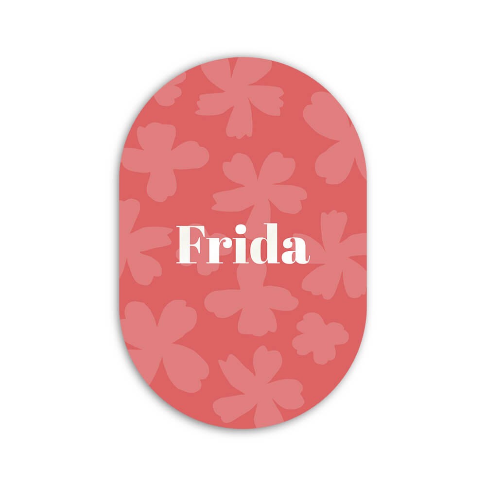 Geboortekaartje meisje ovaal met bloemenprint in felroze - Frida