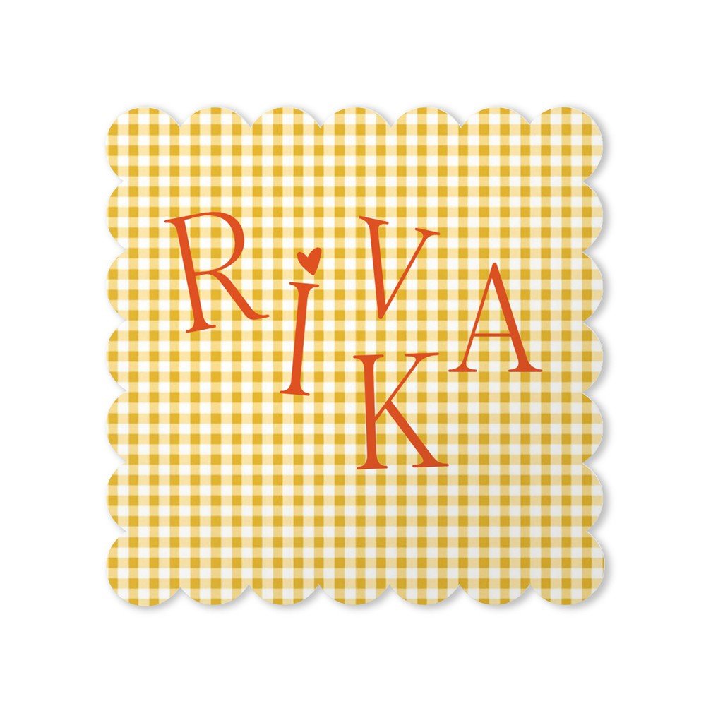 Geboortekaartje meisje met ribbel randje in hippe kleuren en print - Rivka