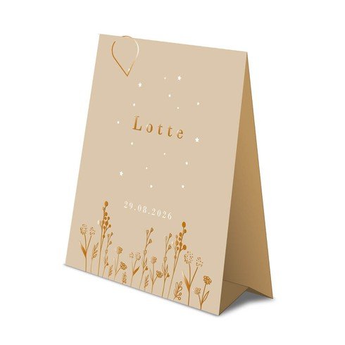 Tentkaartje met bloemen en sterren - Lotte