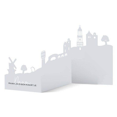 Geboortekaartje zelf maken 3D met skyline van Utrecht