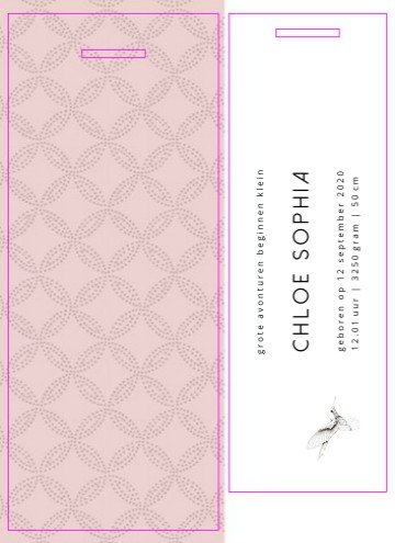 Hip hangtag geboortekaartje roze - Mies&Co - Chloe Sophia