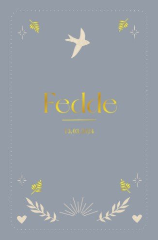 Jongens geboortekaartje met bohemian print en vogel - Fedde