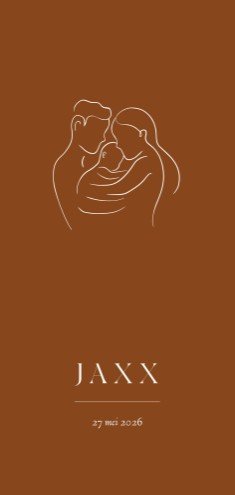 Jongens geboortekaartje lijntekening gezin in hippe kleur - Jaxx