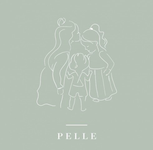 Jongenskaartje met zusjes lijntekening - Pelle
