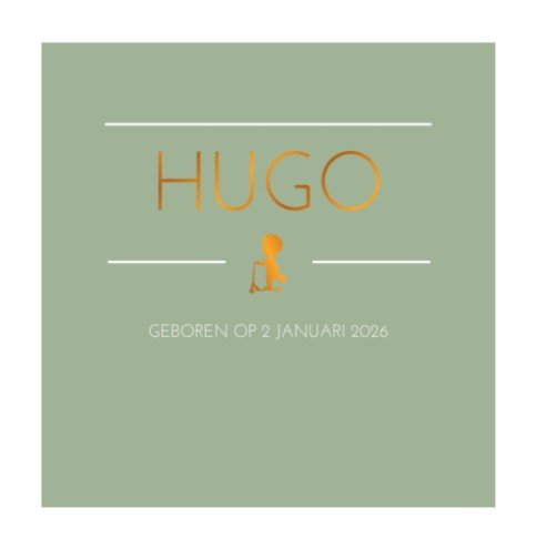 Geboortekaartje klassiek foliedruk letterpress - Hugo