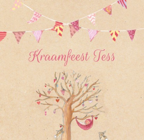 Kraamkaartje hartenboom meisje - EB