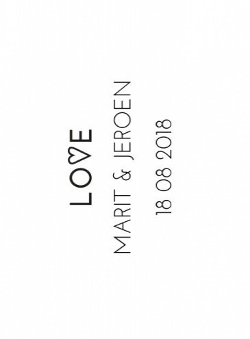 Label bij trouwkaart Simpel en Strak
