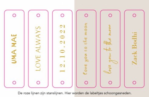 Labeltjes langwerpig 6 stuks - tekst